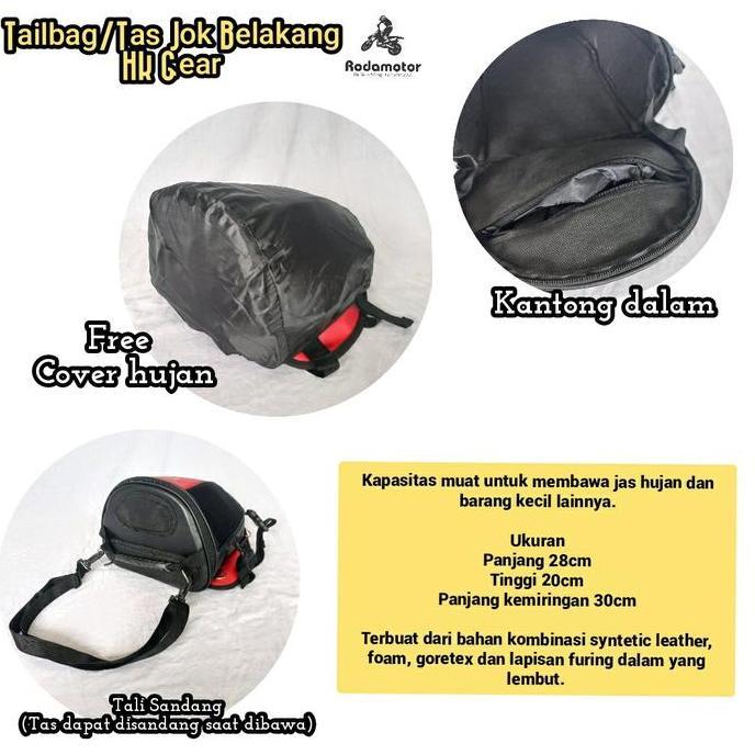HMTL7 HK Gear Tailbag Tas Jok Belakang Motor Touring Kapasitas Besar Muat Jas Hujan & Barang Kecil D