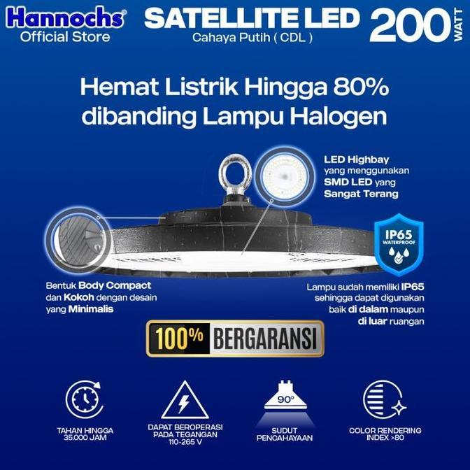 LAMPU LED HANNOCHS LED HIGHBAY 200W 200 W 200WATT 200 WATT HANNOCHS SATELLITE LED HIGH BAY UFO