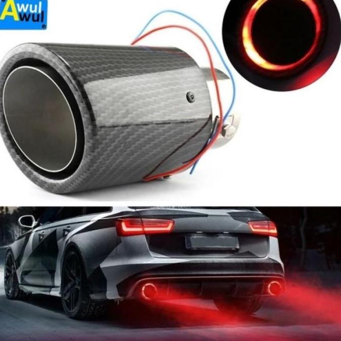 Muffler Knalpot Mobil Ujung Pipa LAMPU LED CARBON Universal 2 warna Terlaris