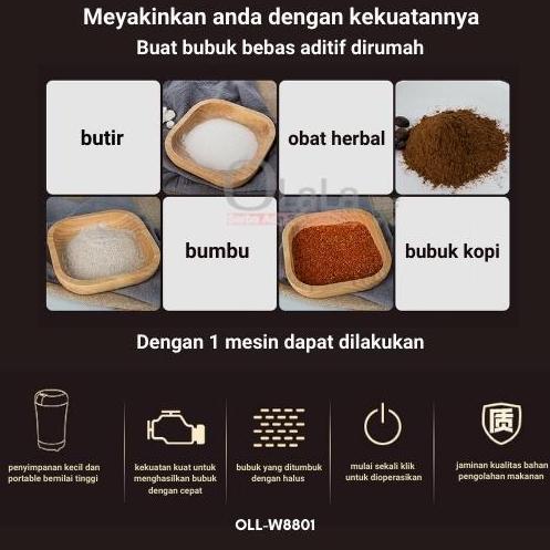 Mesin Blender Chopper Bubuk Pengiling Kopi Cabe Beras Kacang Biji Portable Multifungsi Stainless Den