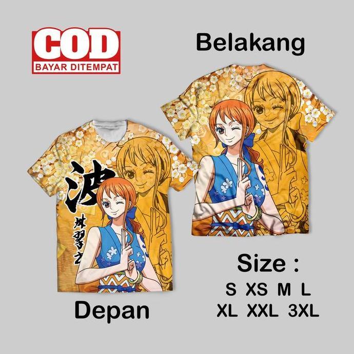 Kaos Fullprint Anime Arc Wano Kimono | Kaos AOP Anime Onepiece Wano Yukata depan belakang