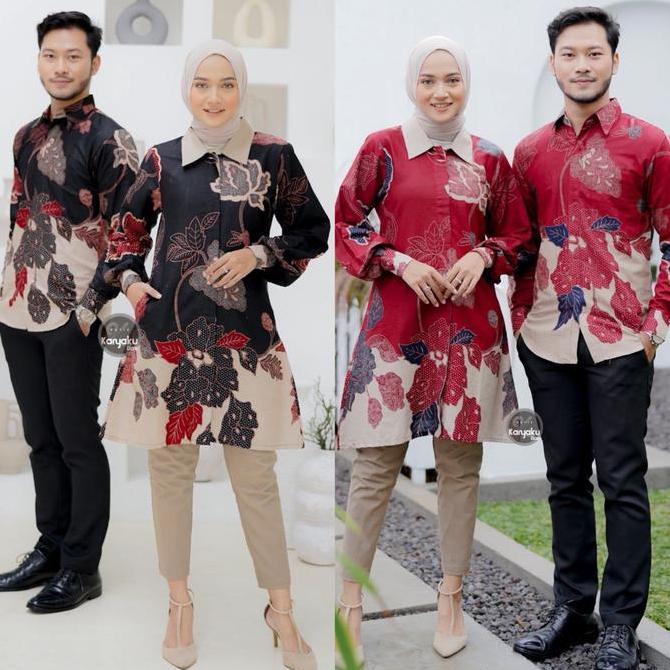 Atasan Tunik Batik Best Seller Couple Batik Cowok Cewek Bahan Kain Katun - Batik Modern Batik Kekini