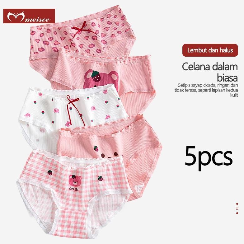 Omagoedang - MEISEE 5pcs Celana Dalam Katun Remaja Anime Lolita Kawaii Jepang CD Cewek Lucu
