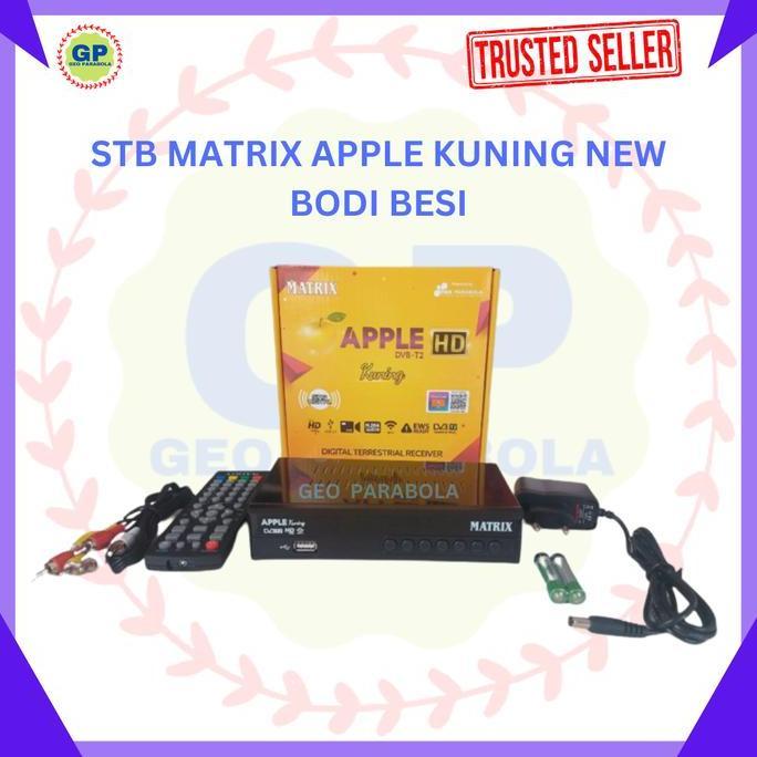 Matrix STB Apple Kuning DVB-T2 Bodi Besi dengan Chipset SUNPLUS 1509C & 512 Mb Memori Baru dari Trus