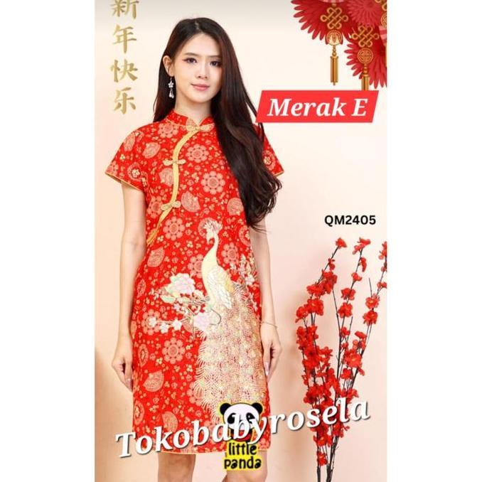 Dress Cheongsam / Qipao Wanita Dewasa Katun
