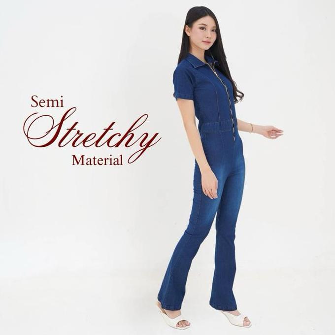 [Harga Termurah] Mcqueen Denim Jumpsuit | Ladoures | Atasan Overall Setelan Casual Jeans Wanita Cutb