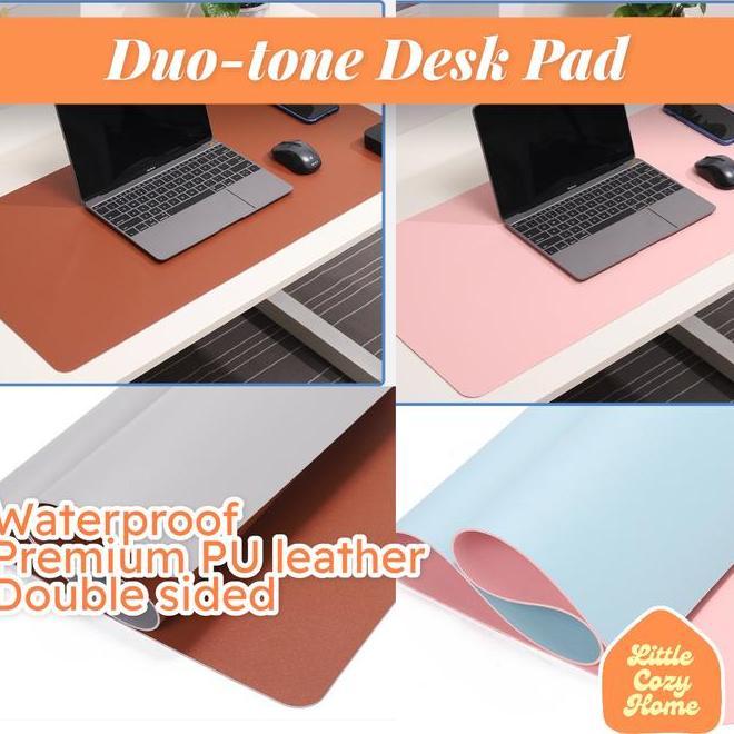 Duotone Desk Pad Xl Bahan Pu Leather Kulit Classic Mouse Pad Besar Desk Mat Alas Meja Kerja Anti Sli