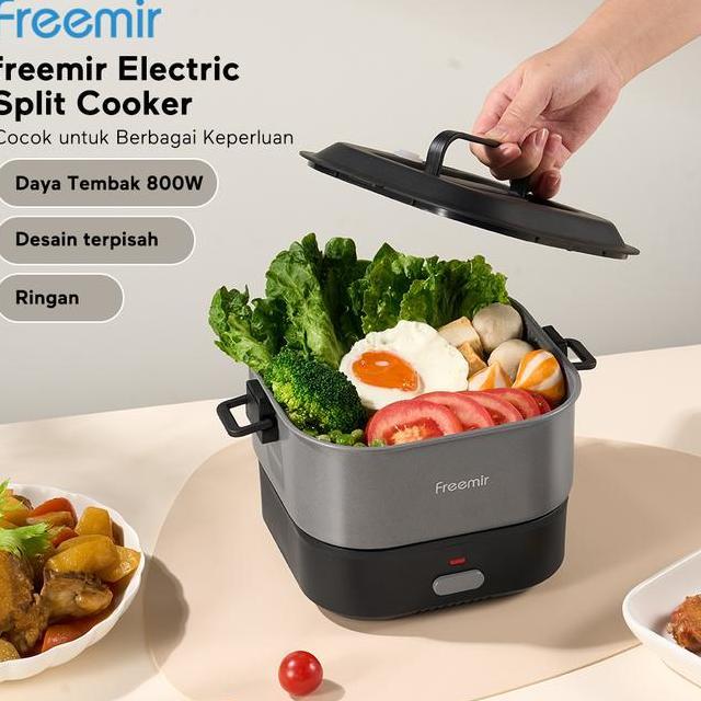 Freemir Set Panci Kompor Listrik Multifungsi Portable Panci Listrik Anti Lengket Panci Elektrik Serb