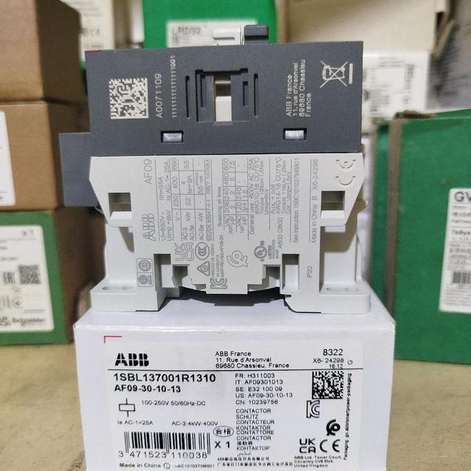 Murah kontaktor ABB AF09-30-10-13 25A 4KW 100-250V AC/DC 1NO 1SBL137001R1310 Non COD