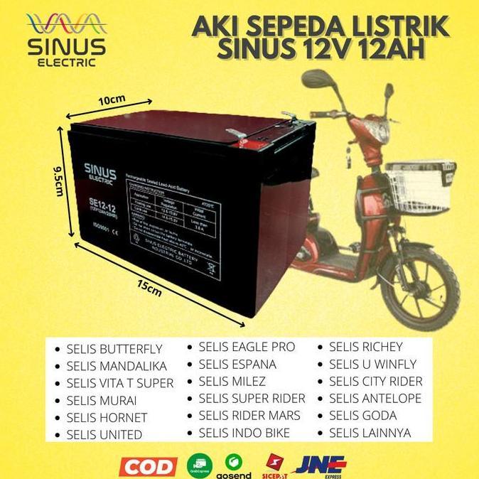 Terlaris Aki Sepeda Listrik Indobike 12V 12Ah Vrla 6 Dzf12 Bagus Berkualitas