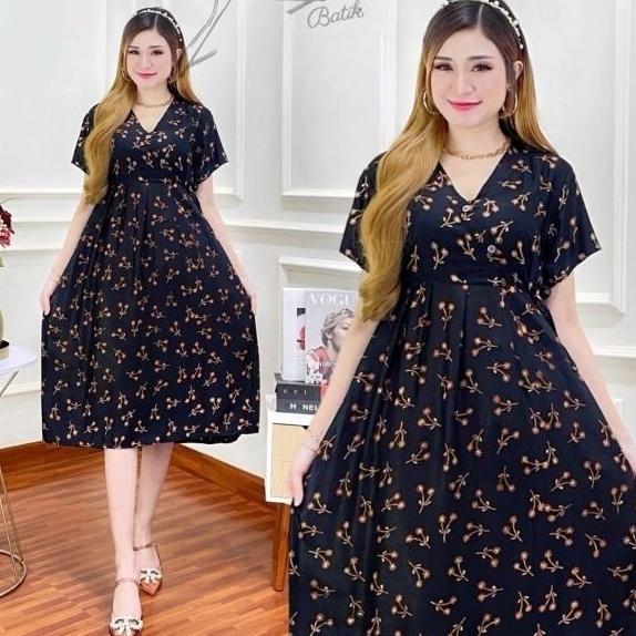 DR233 >> Radeva Gallery - Daster Kimono Rayon Della Ld 110 Kekinian Busui Kancing Depan Bahan rayon 