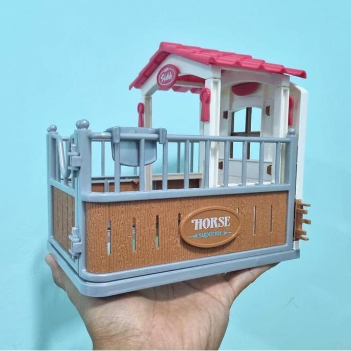 Figure kuda coklat, kandang pagar, cowboy PVC ama toys photography