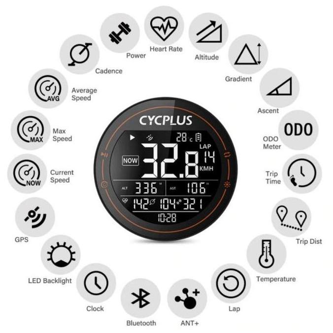 Cycplus M2 Speedometer GPS Sepeda Cycling Computer WIRELESS 4.0 ANT+ [terbaik]