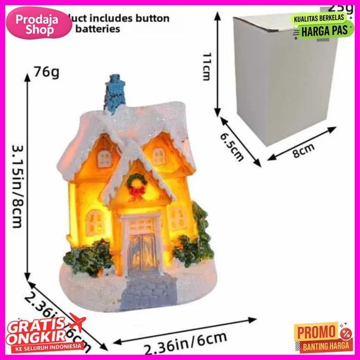 Promo Hiasan Dekorasi Natal Led Rumah House Ornamen Christmas Aksesoris Xmas / Miniatur Rumah Lampu 