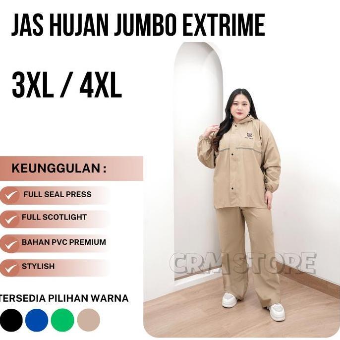 Farahguzz_ - Setelan Jas Hujan Motor Extreme Pria Wanita Jumbo 4Xl Anti Rembes Pvc Full Seal