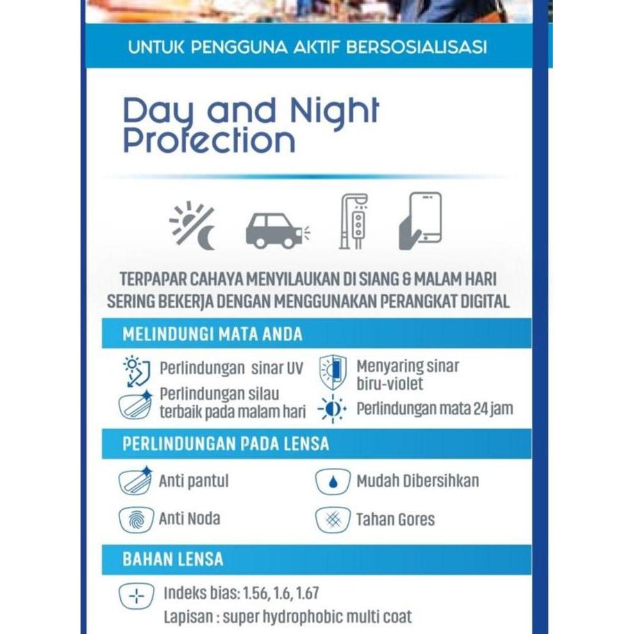 KACAMATAMOO - Essilor Elements Day & Night Protection (UV420 / BLUERAY + NIGHT VISION) | Garansi 12 