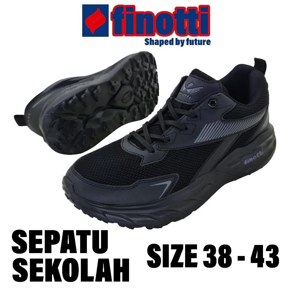 Finotti Walden - Sepatu Sneaker Pria Casual || Sepatu Sekolah Hitam Polos || Sepatu Running Fashion