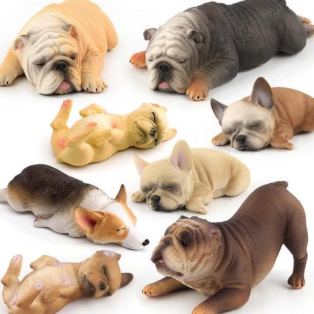Mainan Anjing Toys Koleksi Mainan Fur Furine Pajangan Hiasan Miniatur Animal Fure Dog Stimulasi Bone