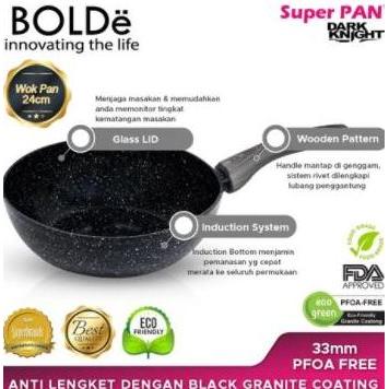 TERBARU - WOK 24CM BLACK BOLDE / WOK PAN GRANIT BOLDE