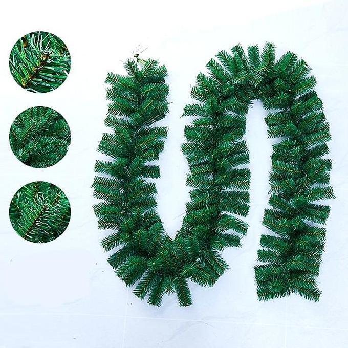 Garland Natal Daun Lilit Kawat Daun Natal Hijau Hiasan Daun Tangga