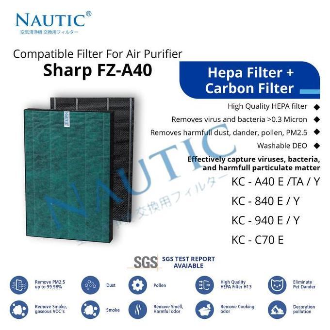 DS265 - Hepa Filter SHARP KC-A40Y KC-940E KC-840E KC-C70 FZ-A40HFE FZ-A40DFE