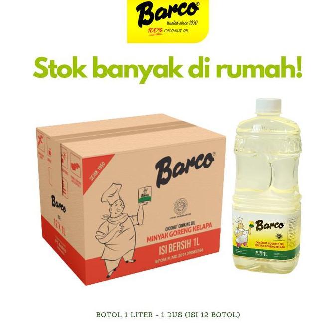 Minyak Goreng Kelapa "Barco" Botol 1 Liter - 1 Dus (12 Pcs)