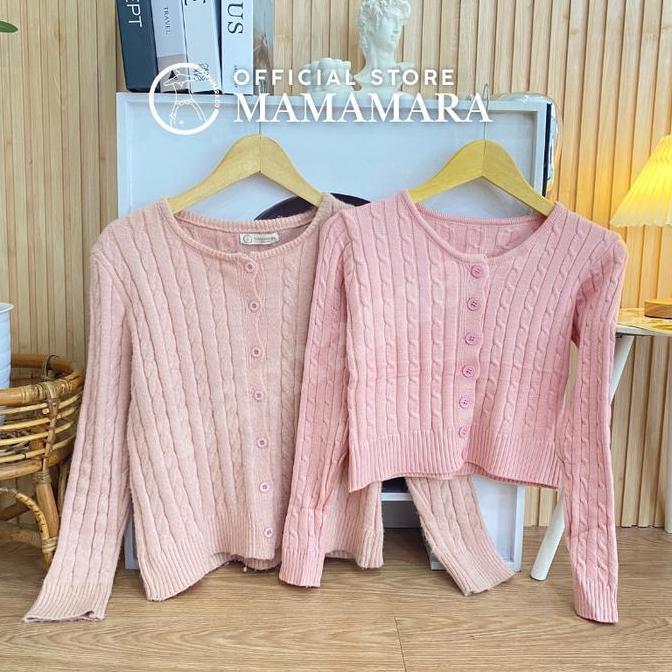 Mamamara -  Premium Cable Knit Cropped Cardigan Ready Cardi Rajut Lengan Panjang Luaran Wanita Korea