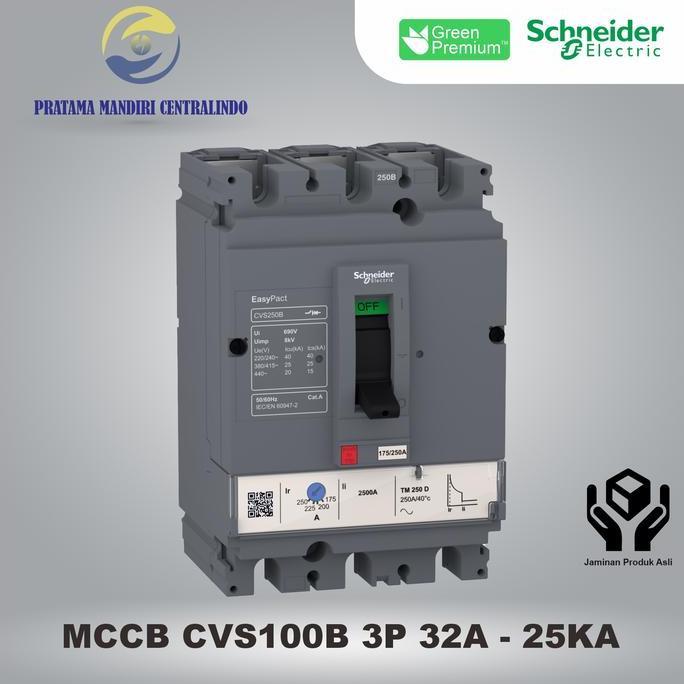 Miliki Mccb 3P 32A Cvs100B Schneider 3 Phase 32 Ampere - 25Ka Lv510302