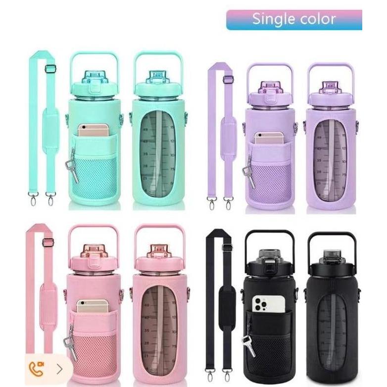 New- Botol Minum Viral Motivasi 2 Liter BPA FREE Botol Motivasi Bening -