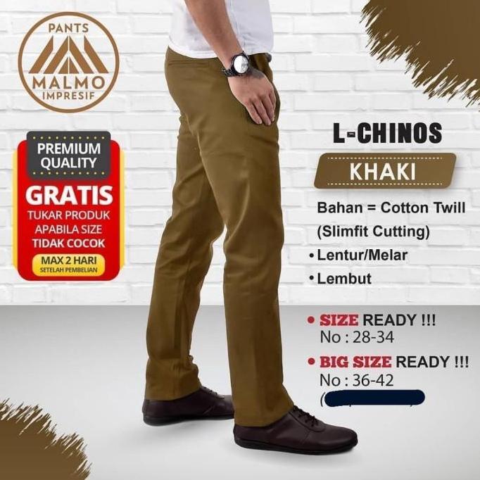 MALMO 100% Ori Celana Chinos Panjang Pria Jumbo Slimfit 36 38 40 42 44