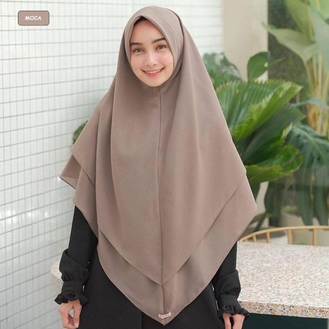 New- Hijab Jilbab Khimar Syari Ceruti Premium Raudah 2 Layer Kancing Murah