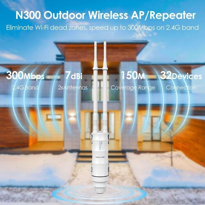 Wavlink Cpe300 Mbps Access Point N300 Outdoor Extender Jarak Jauh Mode Ap Router Repeater Poe Tahan 