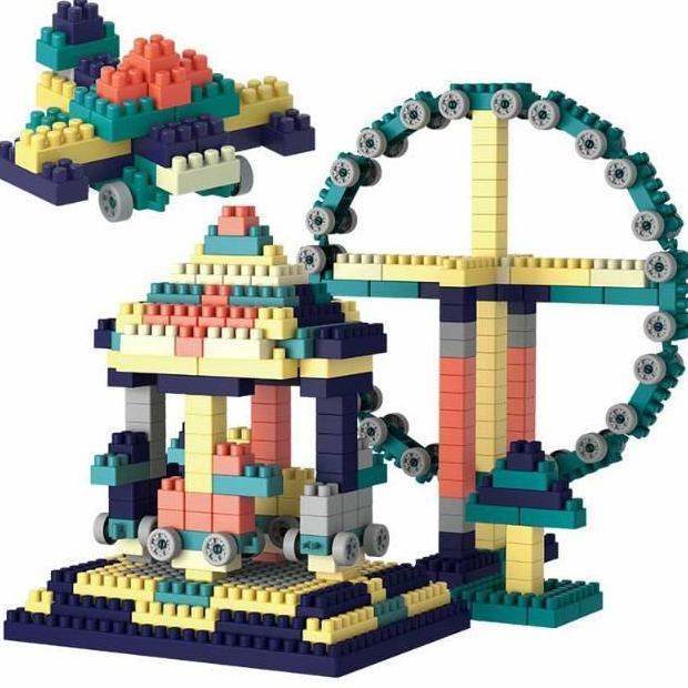 Mainan Balok Susun Sedang Lengkap Kotak Penyimpanan Dan Papan Balok Plastik