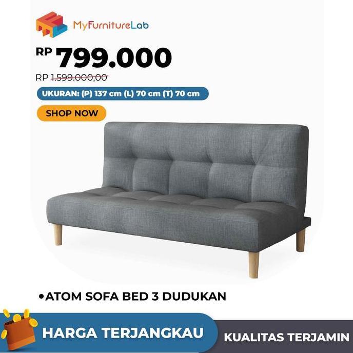 MyFurnitureLab Atom Aries Aurora Sofa Bed 2 Dudukan Busa Keras Hemat Tempat Cocok untuk Apartemen da