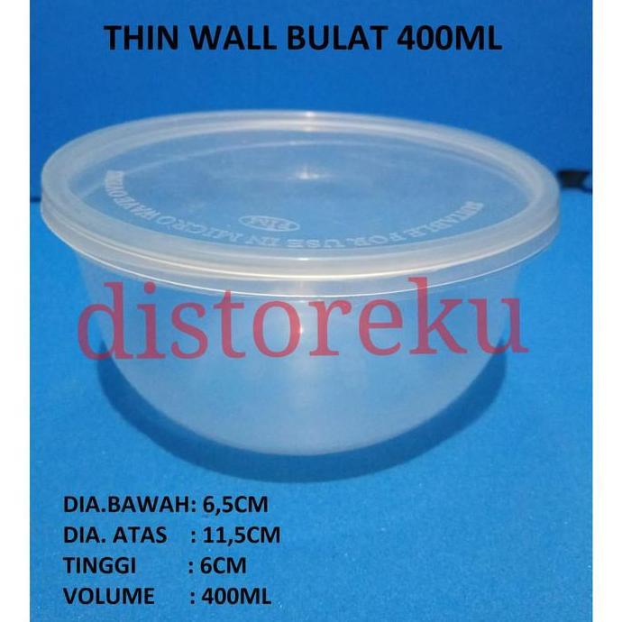 New- thinwall mangkok plastik tahan panas + tutup 400ml
