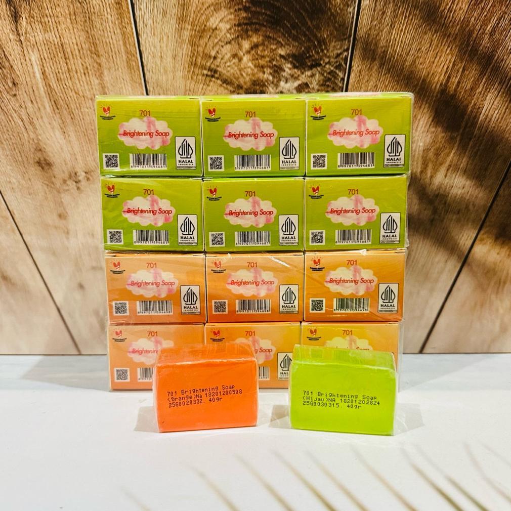 (12 Pcs) Sabun 701 Brightening Soap Hijau // Orange Bpom