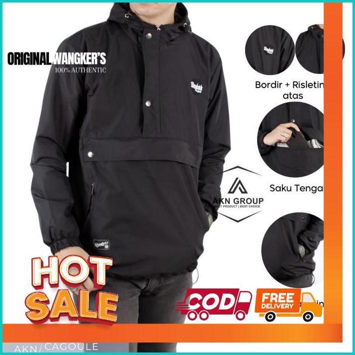 Akn Jaket Cagoule Pria Simple / Jaket Pria Polos Outdoor Kantong Doraemon Original Wangkers Big Size