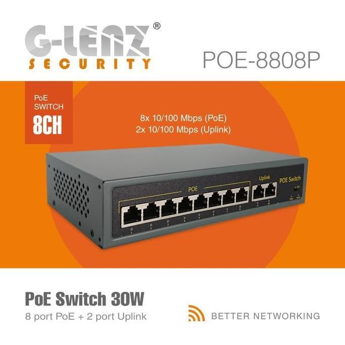 GLENZ CCTV SWITCH POE 8 PORT