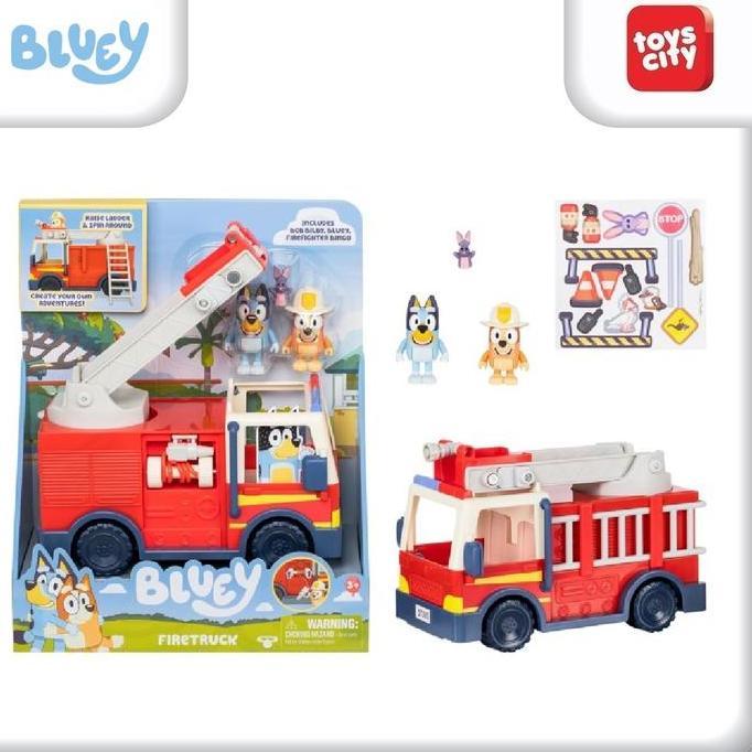 Bluey Firetruck with Bluey Exclusive Firefighter Bingo and Bob Bilby Mainan Anak Action Figure Plays