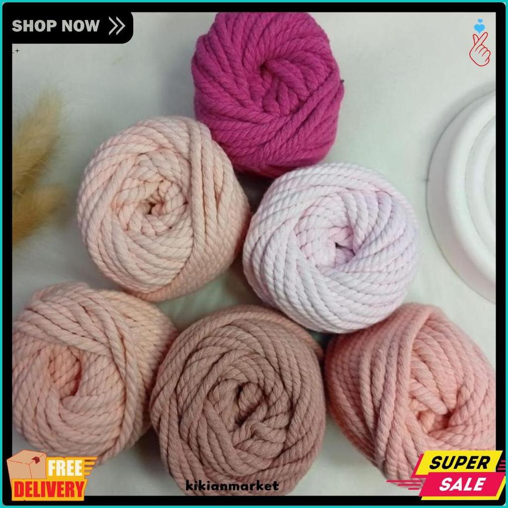 50% Off 4 Mm Tali Benang Katun Macrame Murah Warna Pastel Berat 100 Gram Ukuran 4 Mm