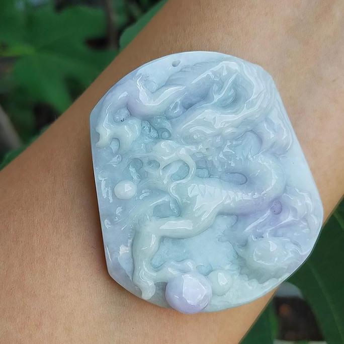 Kalung Giok LAVENDER asli Jadeite jade + sertifikat