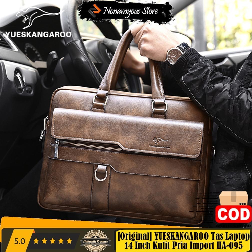 [Original] YUESKANGAROO Tas Kerja Laptop 14 Inch Kulit Pria Import Men's Business Handbag HA-095