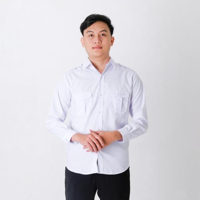 Kemeja Kerja Seragam PNS Pria Putih Baju Kerja Atasan PDH Seragam Pria