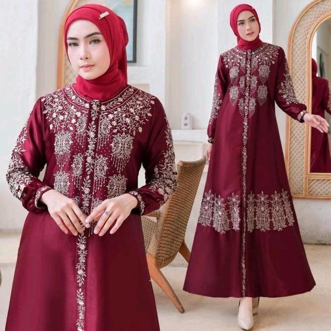 Gamis Lebaran 2024 Cristal Silk Premium Motif Bordir Pintu Aceh 2 Terlaris