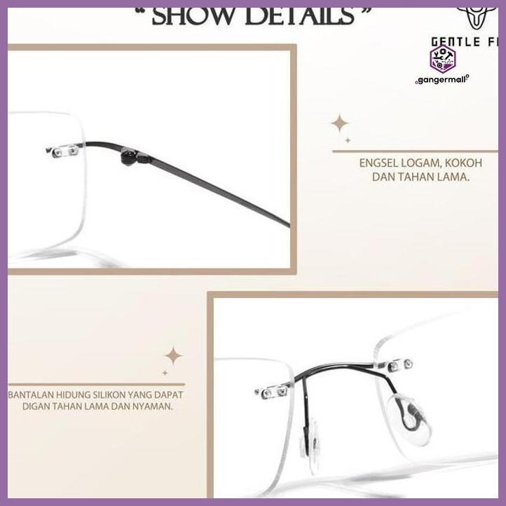 (GLASSES) KACAMATA STYLE KOTAK RIMLESS BAHAN METAL KOKOH TERBARU FASHION PRIA DAN WANITA BISA MINUS 