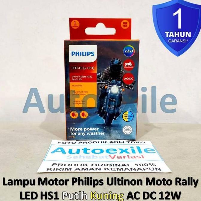Philips Ultinon Moto Rally LED HL HS1 Dual CCT 2 Warna 6500K Putih 3000K Kuning AC DC Watt Tinggi La