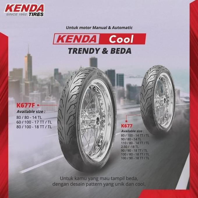 ZAPAFIRT56 - BAN KENDA K677 RING 17/18 TUBELESS UKURAN 60/100 80/100 90/90 100/80 110/80