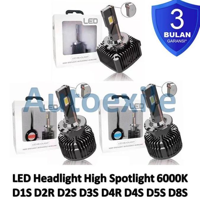 Lampu LED Headlight High Spotlight D1S D2R D2S D3S D4R D4S D5S D8S 6000K Putih White Headlamp Pengga