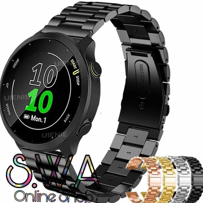 BEBAS ONGKIR - Strap Stainless Steel Tali Jam Rantai Watch Band Garmin Forerunner 55 165 155 245 Mus