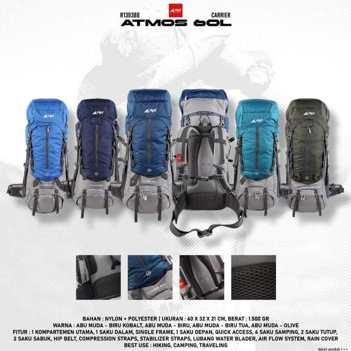 TAS GUNUNG AREI ATMOS 60 LITER + RAINCOVER